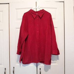 Vibrant red button down blouse